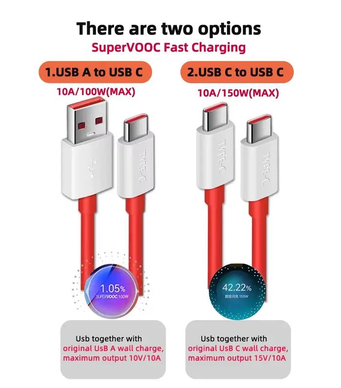 Câble d'origine Oneplus Warp Supervooc USB Type C 100w 80w 65w