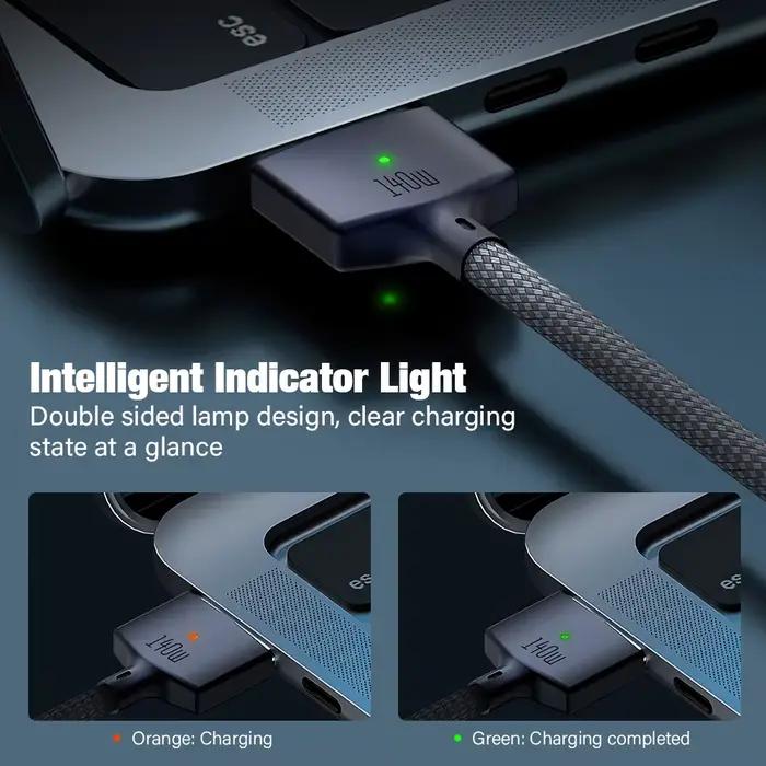 Câble magnétique de charge rapide USB Type C vers MagSafe3 140W PD 3.1 pour Macbook Air Pro 14 16 M2 Mac MagSafe 3