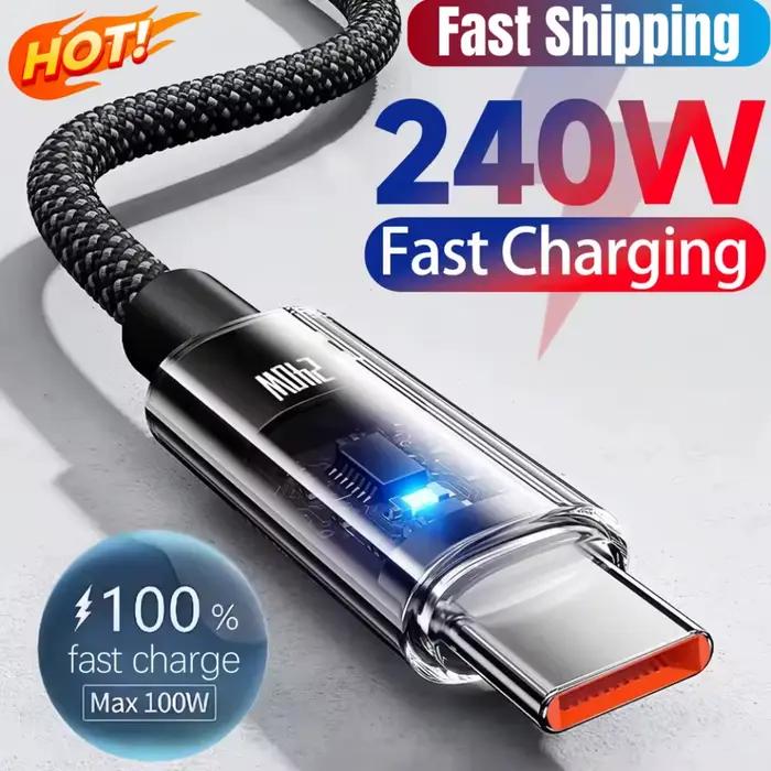 Câble de chargement USB Type C en Nylon 240w