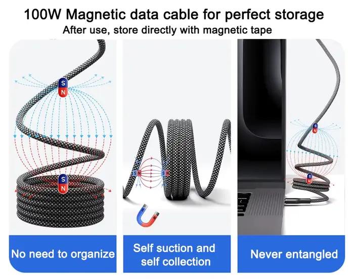 Câble magnétique USB Type C vers C 100W 60W