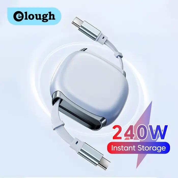 Câble de charge rapide USB C Elough pour iPhone 17 16 15 Samsung avec recharge rapide 5A et design moderne en bleu ciel beige bleu noir pour hommes et femmes
