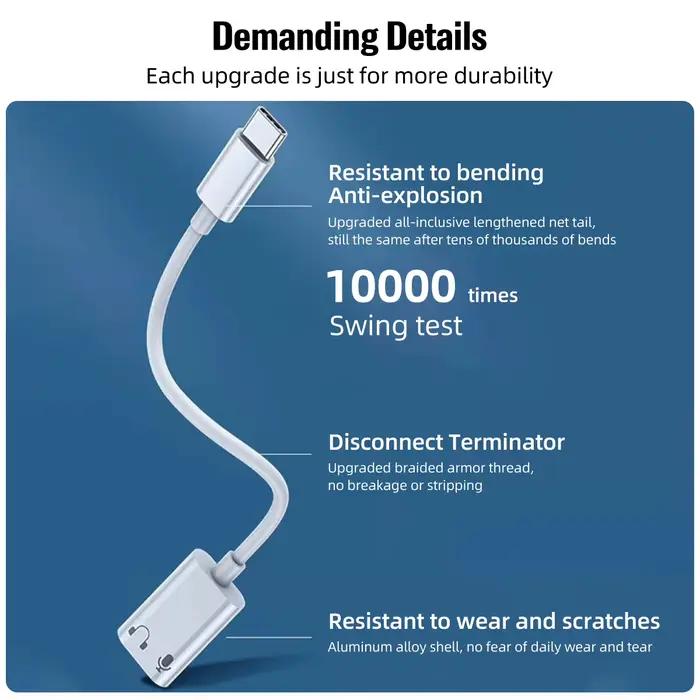 Câble adaptateur audio USB C vers Lightning pour iPhone 15