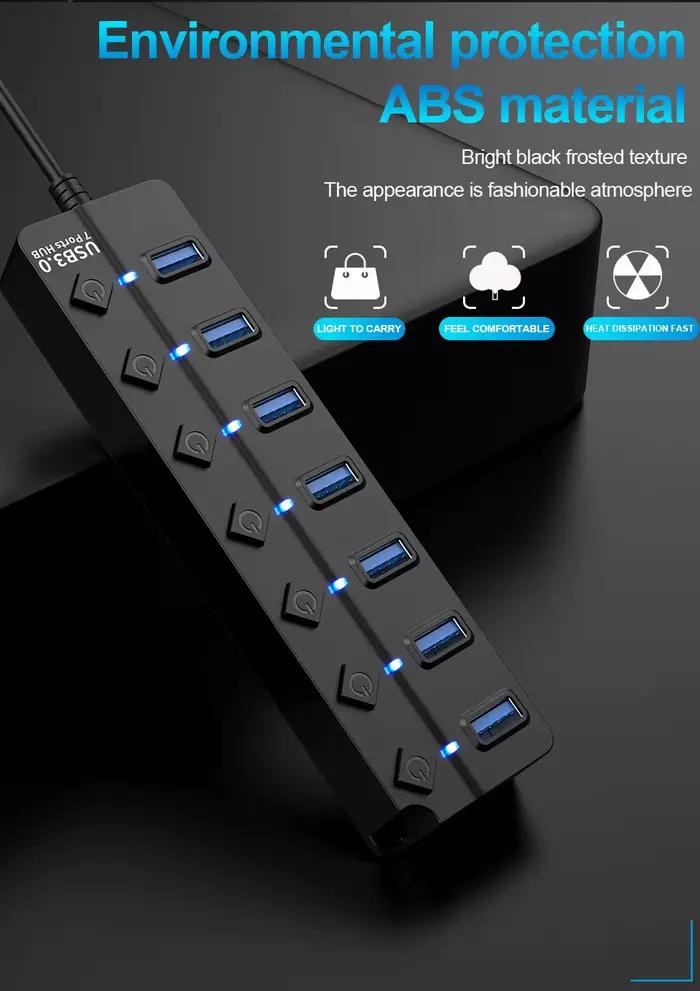 Hub USB 3.0 Hub USB 2.0 Hub répartiteur Multi USB câble de 100 cm de Long extenseur Multiple pour ordinateur portable