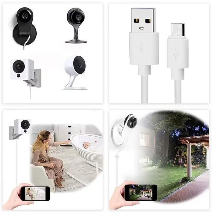 Câble de charge micro USB ultra-long type C pour surveillance et charge de téléphones mobiles longueurs variées de 0.75m à 10m