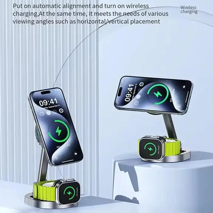 Qi2 refroidissement par glace 3 en 1 chargeur sans fil magnétique pour Magsafe iPhone 16 15 14 13 12 Apple Watch 9 8 7 AirPods Pro2 charge rapide