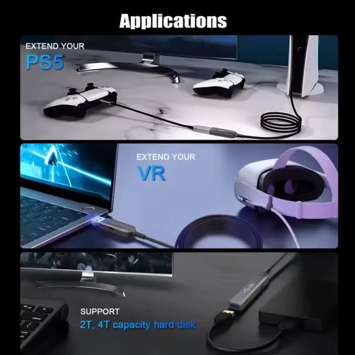Câble de données à Fiber optique USB3.0 et 3.1 AOC 10Gbps USB3.0 mâle à femelle câble d'extension USB longue longueur 10m 20m 50m