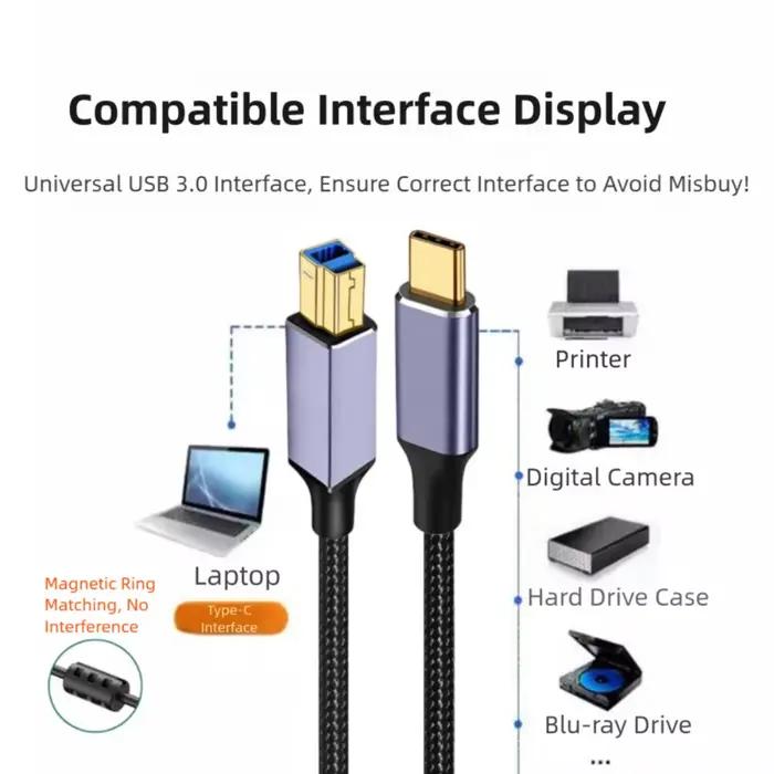 Câble USB C vers USB B 3.0 mâle-mâle