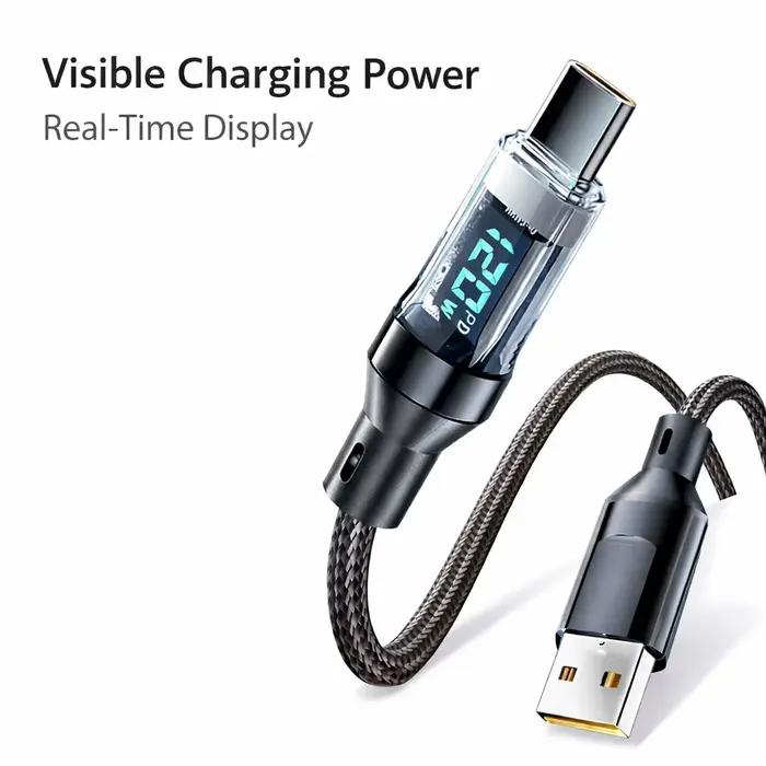 Câble USB C 100W 120W à charge rapide avec affichage LED