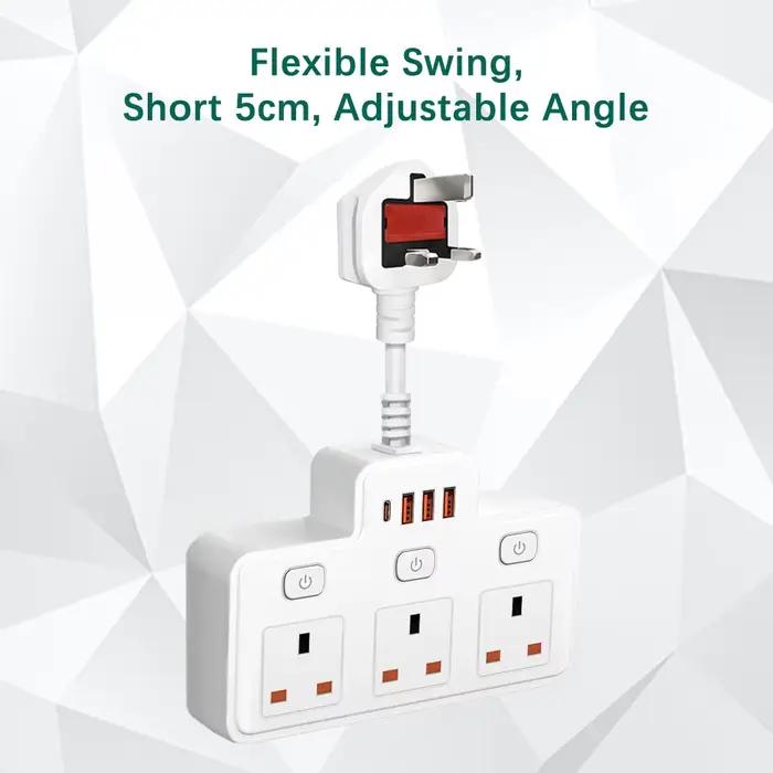 Adaptateur de filtre réseau multirobinet avec ports USB et prise secteur britannique pour charge C et contrôle précis des appareils domestiques et bureautiques