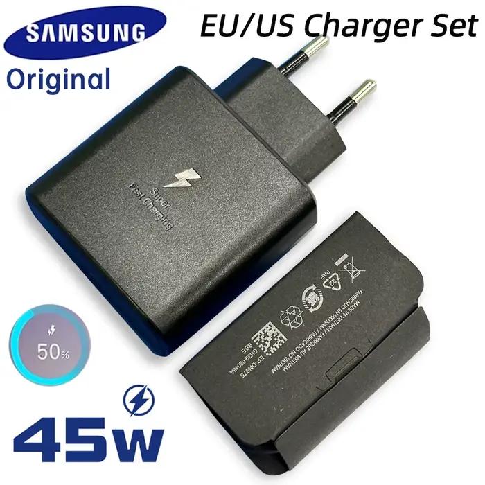 Samsung 45w PD chargeur Cargador 20V 2.25A Usb Tyep C adaptateur de charge rapide ue US Galaxy S25 Ultra 24 Plus S23 A56 A54 onglet S10 S9
