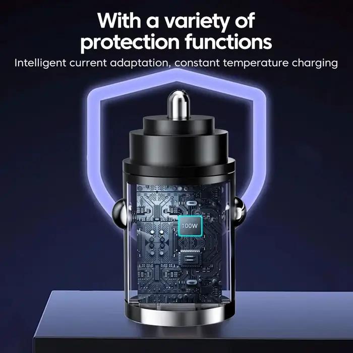 Mini 100W PD QC anneau de traction chargeur de voiture de charge Super rapide USB C adaptateur