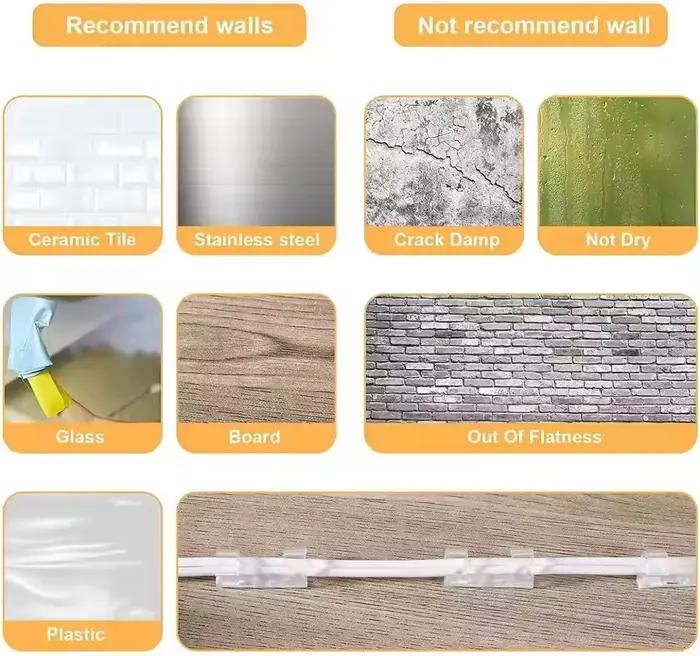 Attaches-câbles adhésifs transparents pour mur
