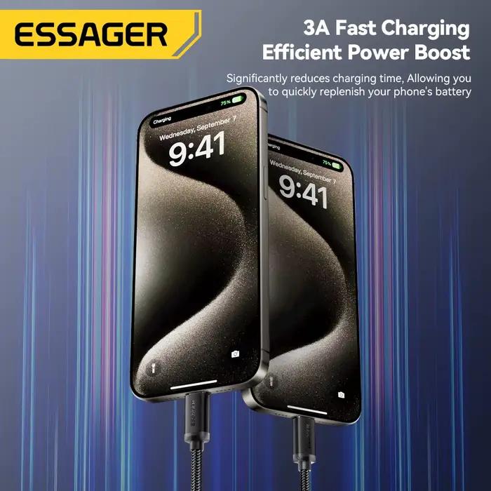 Essager 3A USB Type C câble pour Iphone 15 plus Huawei Mate60 P60 fil de charge rapide USB-C chargeur cordon de données pour Xiaomi Samsung