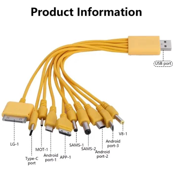 NNBILI 10 en 1 câble multi chargeur Micro USB