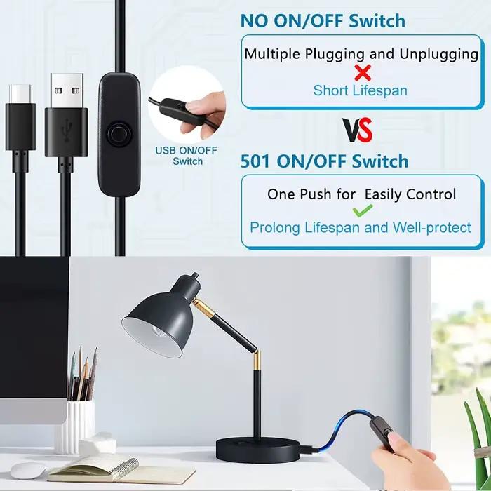 Câble de chargement USB vers Type C avec interrupteur