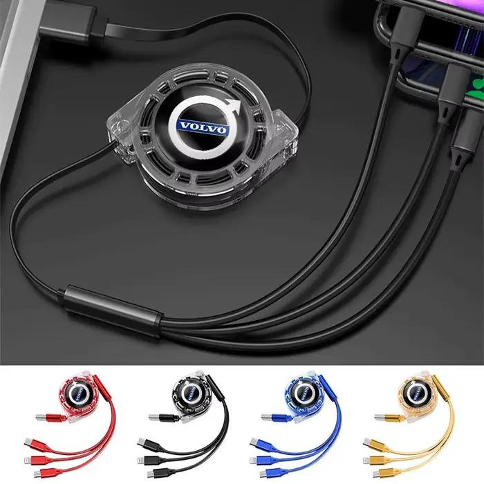 Câble de chargement de voiture Micro USB Type C 3 en 1