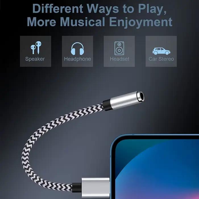 Adaptateur de câble Lightning vers Jack AUX 3 5 MM