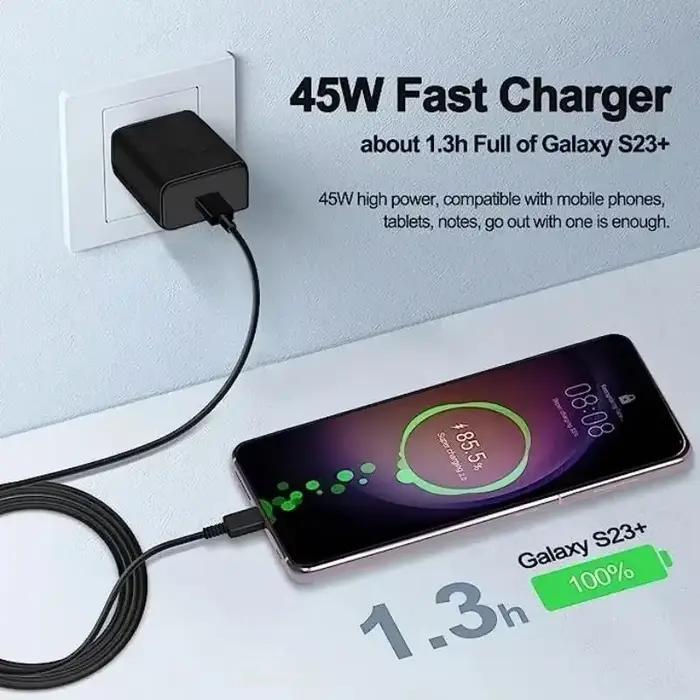 Chargeur Super Rapide 45W PD pour Samsung Galaxy S24 Ultra S23 S22 S21 Plus Note10 A54 A34 5A