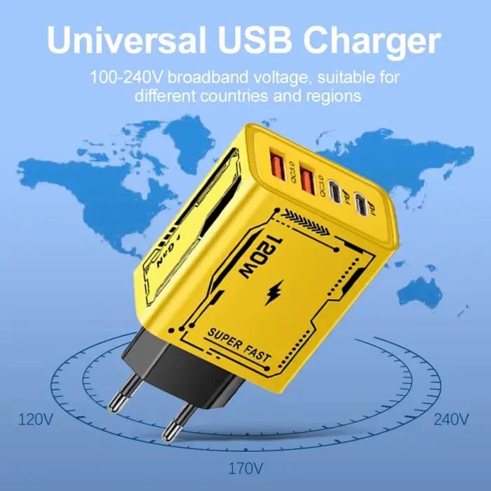 Chargeur 120W charge Ultra rapide 4 Ports GaN