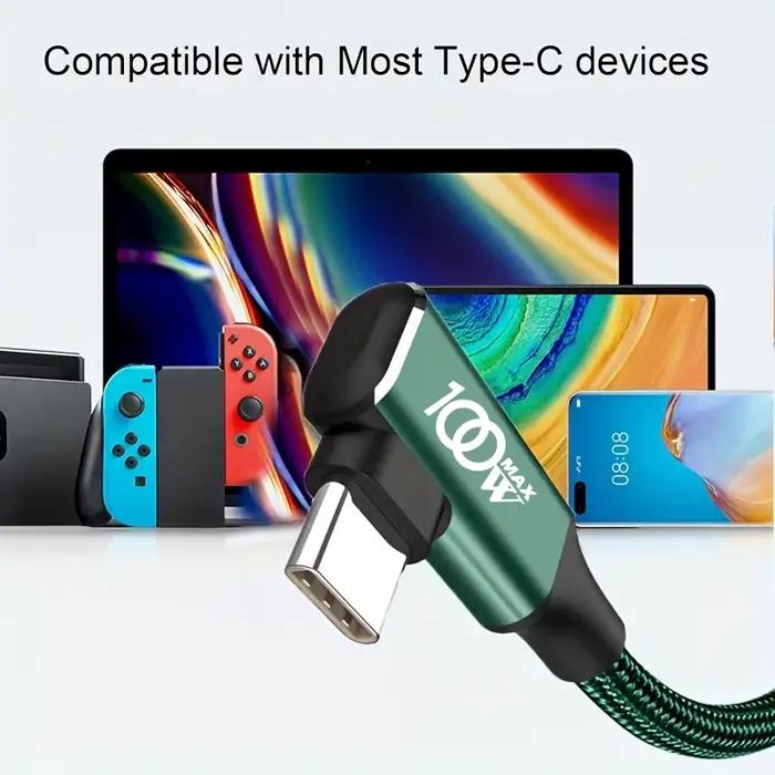 Câble de charge rapide Type-C vers Type-C vert 100W