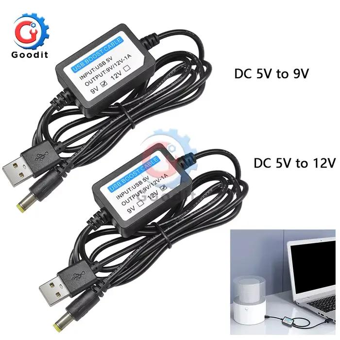 Câble Boost DC/DC 9V 12V USB Convertisseur d'Alimentation 5.5mm x 2.1mm pour Appareils Electroniques Occasions Spéciales