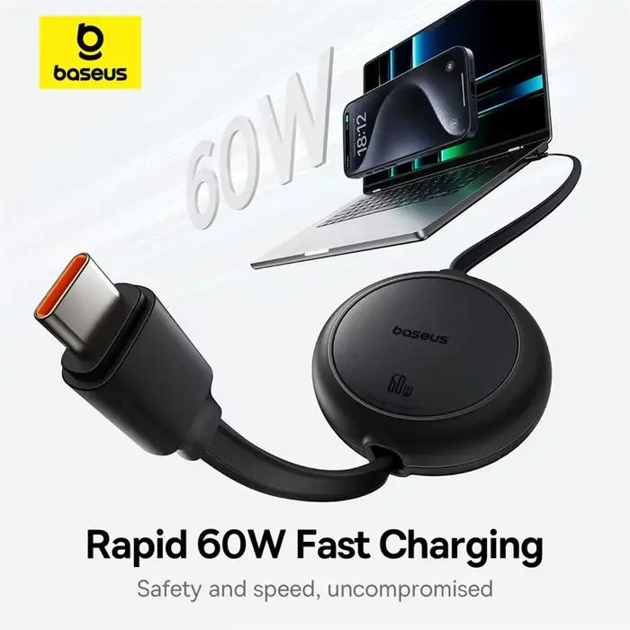 Baesus câble USB C rétractable 60W pour iPhone 16 15 Plus Pro Max