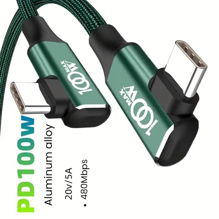 Câble de charge rapide Type-C vers Type-C vert 100W