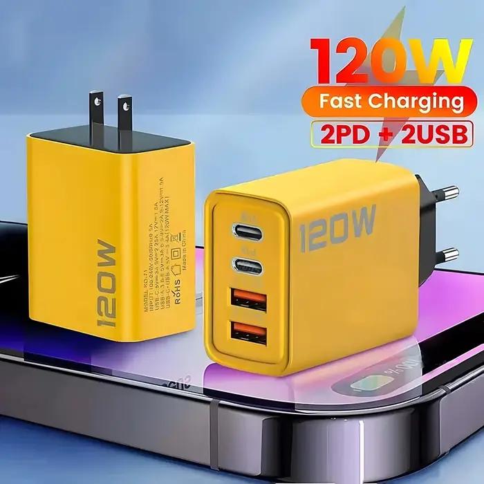 120W 4 ports USB-C chargeur rapide adaptateur mural Charge