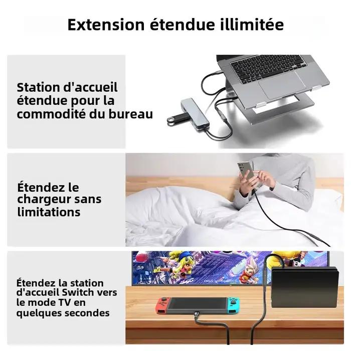 Câble d'extension Thunderbolt 5 240W 120Gbps pour charge rapide et transfert de données ultra-rapide ordinateur portable moniteur PC occasions professionnelles