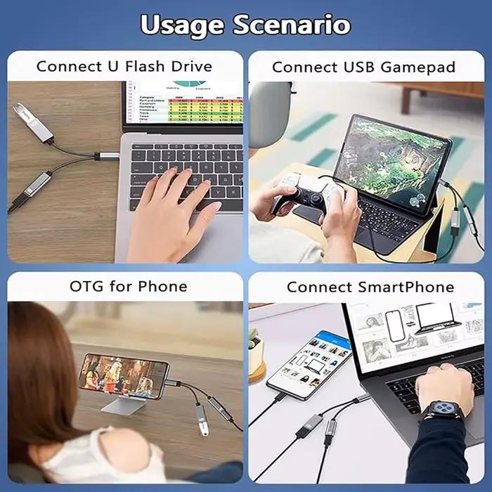 Câble adaptateur USB-C OTG : Convertisseur double fonction Type-C vers USB-A avec prise en charge