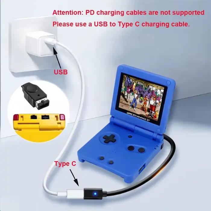 Câble de charge USB Type C pour Nintendo GBA SP Game Boy Advance avec voyant LED
