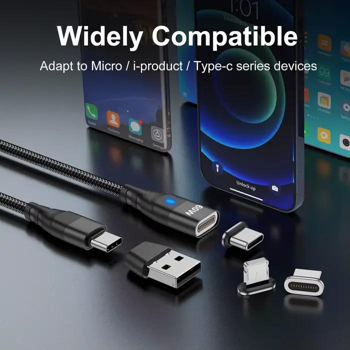 Câble de charge rapide magnétique USB C vers VopeC pour iPhone et Samsung