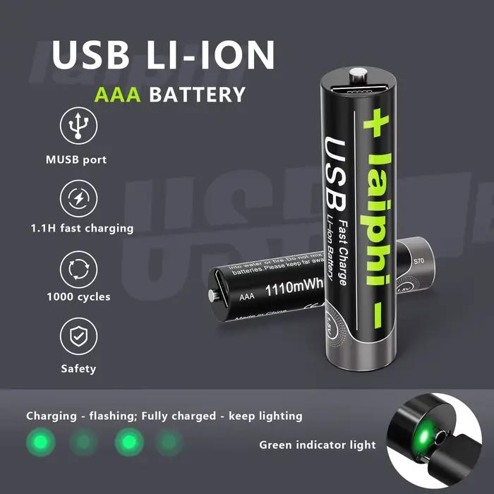 Batterie USB AAA 1.5V, alimentation Portable Rechargeable pour l'électronique