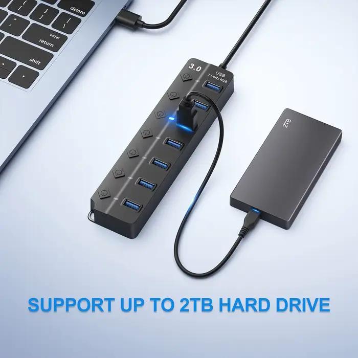 Hub USB 3.0 Hub USB 2.0 Hub répartiteur Multi USB câble de 100 cm de Long extenseur Multiple pour ordinateur portable