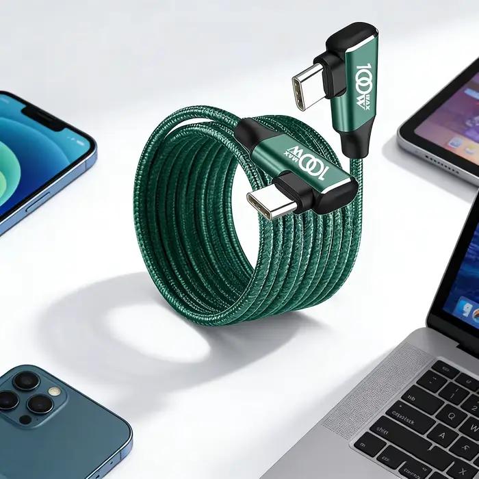 Câble de charge rapide Type-C vers Type-C vert 100W