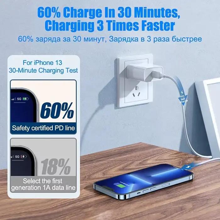 Câble USB de Type C PD 30W 66W rapide et durable pour iPhone 16 15 14 13 12 Mini 11 Pro Max et autres modèles occassions quotidiennes et voyages