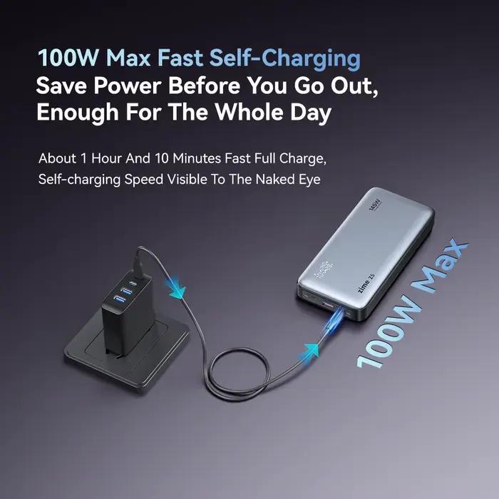 Zime Z5 145W PowerBank 25000mAh PD charge rapide chargeur Portable haute watts pour ordinateurs portables et téléphones