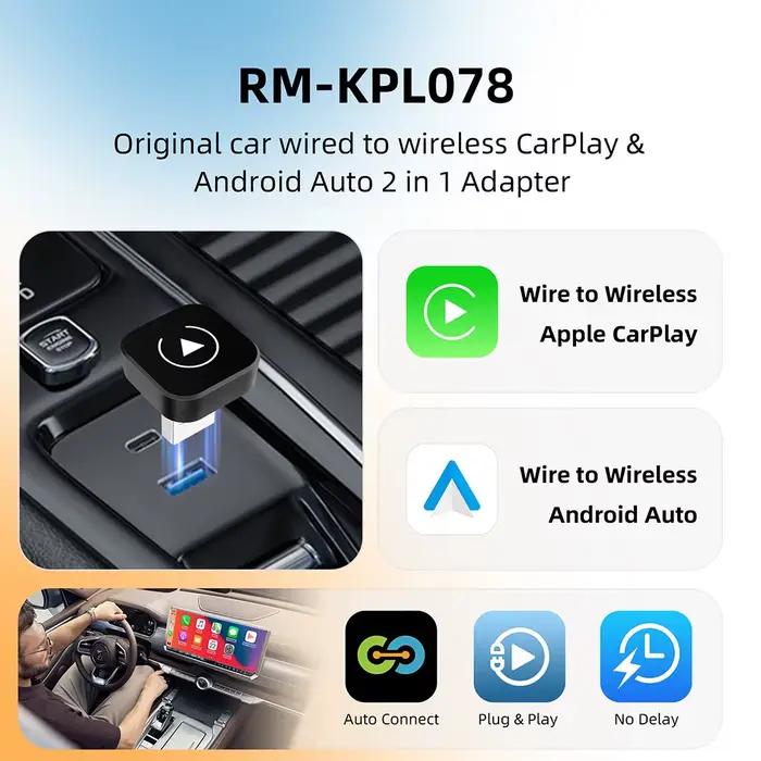 Boîtier/adaptateur sans fil Android Auto CarPlay