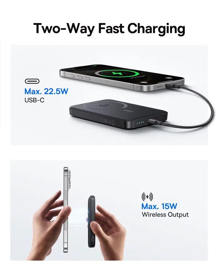 Baseus Qi2 batterie externe magnétique 10000 mah 15 W Charge sans fil 22.5 W