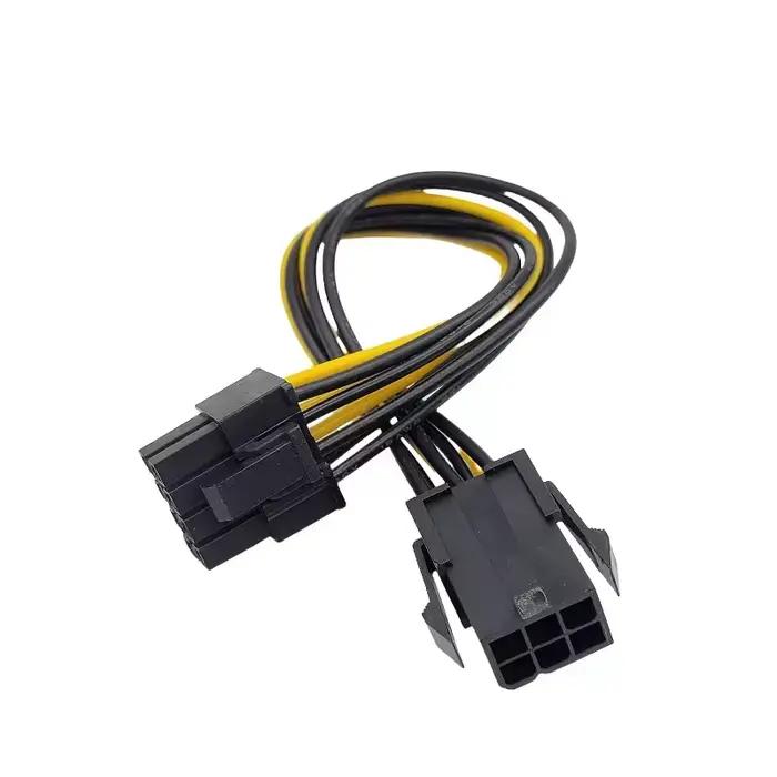 Câble d'alimentation GPU 20 cm, 6 broches femelle vers 8 (6+2) broches mâle, convertisseur d'alimentation PCI Express, câble d'alimentation pour carte graphique vidéo 6P vers 8P
