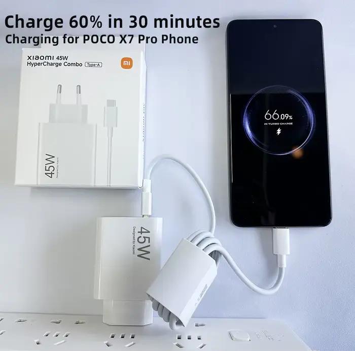 Chargeur Xiaomi 45W Turbo Original Blanc avec Câble Type-C pour Smartphones Occasions Spéciales Recharge Rapide Élégant à Offrir