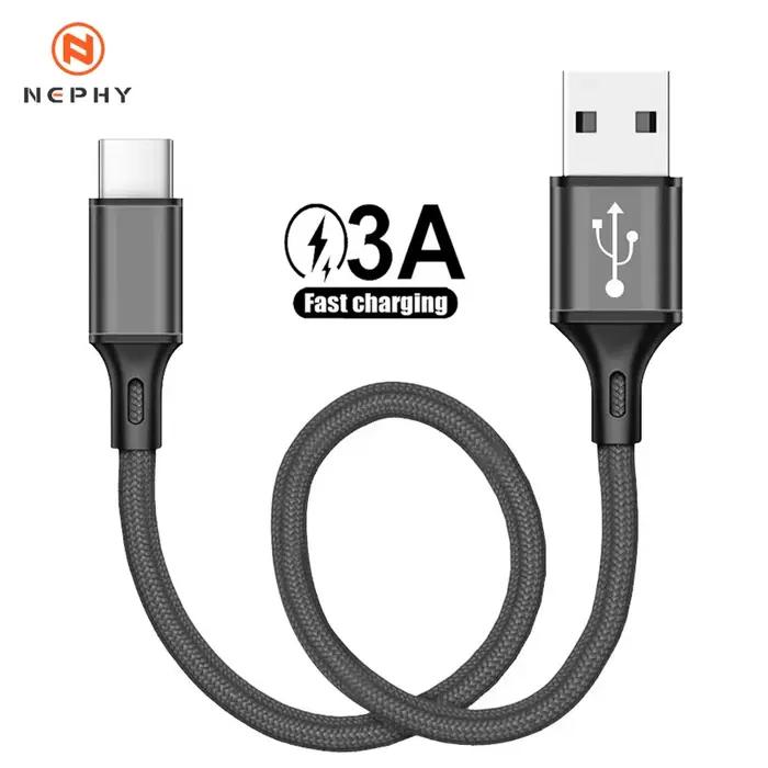 Câble USB Type C Synchronisation des Données Charge Rapide 3A pour Téléphone Mobile Android Samsung Huawei 25cm Court