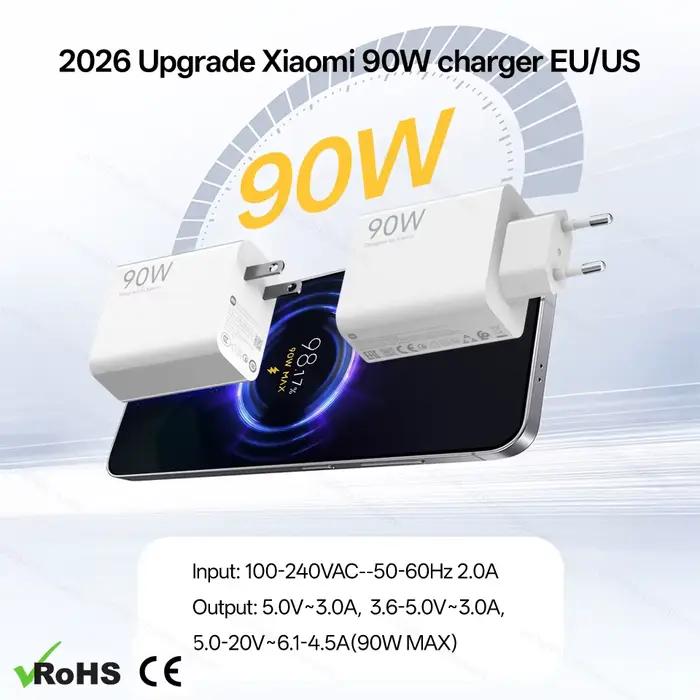 Chargeur Xiaomi Original 90W Turbo Rapidité de Recharge Compatible Xiaomi Smartphones Tablettes Durabilité Robustesse Sécurité Recharge Rapide Occasions Voyage Usage