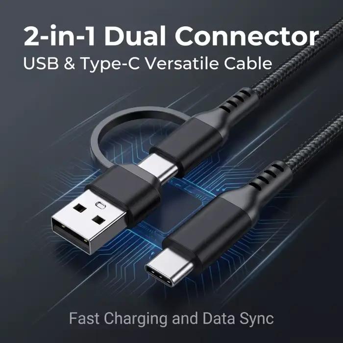 Câble de charge 2-en-1 USB-C vers USB-C 60W