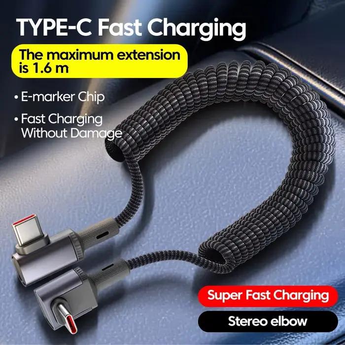 Câble de données à ressort flexible Type C/USB 100W