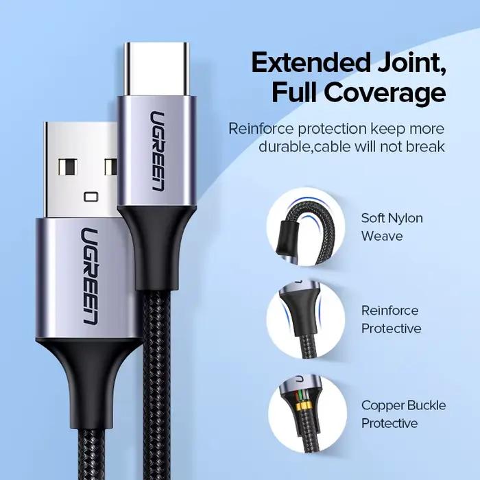 Câble USB-A à Type C pour iPhone 15 et autres smartphones modernes chargement rapide et synchronisation des données tresses métal et nylon disponibles en plusieurs longueurs et couleurs