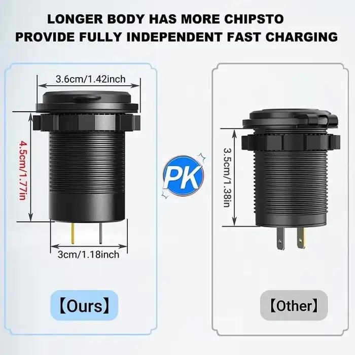 Prise de courant USB-C 12V PD 30W étanche avec interrupteur d'alimentation pour voiture bus camion marine et autres usages spéciaux