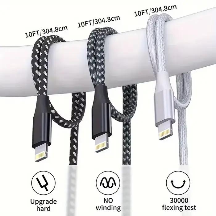 LAIHONEN Nylon tressé USB A vers Lightning MFi certifié 1m 2m 3m câble pour iPhone 11 12 13 14 Pro XS Max XR X 6S 7 8 Plus SE