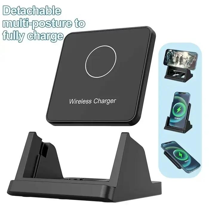 Support de Chargeur Sans Fil Amovible Vertical pour Bureau Compatible iPhone 17 16 15 14 13 12 Samsung S25 Xiaomi 15 – Station de Recharge Rapide