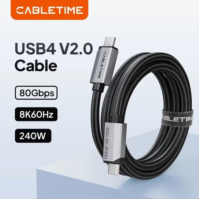 Câble CABLETIME USB4 V2.0 80 Gbps 240 W PD 3.1 avec gaine tressée